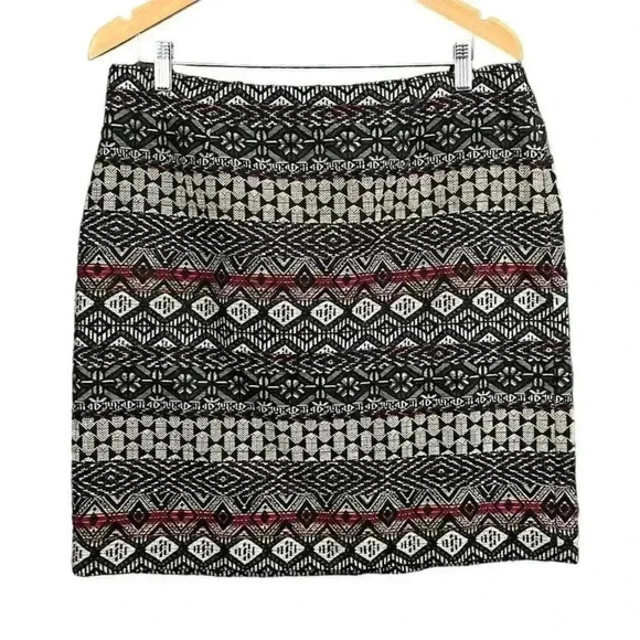 J Jill Lined Skirt MEDIUM Women's Tribal Aztec Pencil Fitted Short Straight - Picture 1 of 11